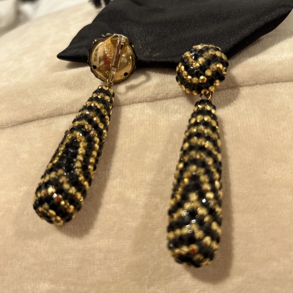 Vintage Bellini Gold/Black Runway Glitz Crystal Teardrop - New Designer - Picture 12 of 16